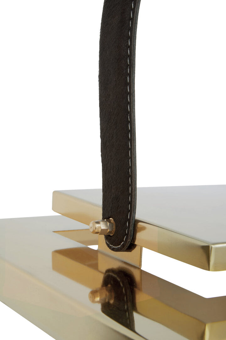 Seaville Steel Lantern – Gold with Hair-on-Leather Handle (Large)