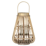 Medium Peardrop Wicker Lantern with Glass Candle Holder