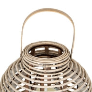 Large Round Willow Lantern with Glass Candle Holder