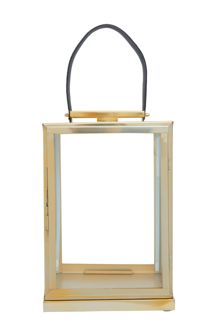 Herber Small Gold Lantern with Leather Handle