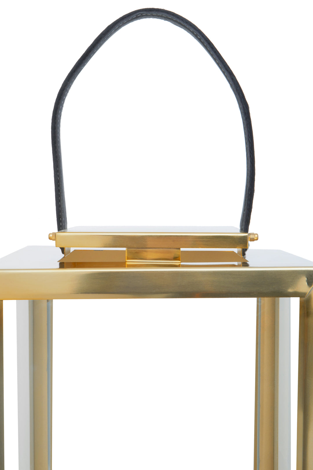 Herber Small Gold Lantern with Leather Handle