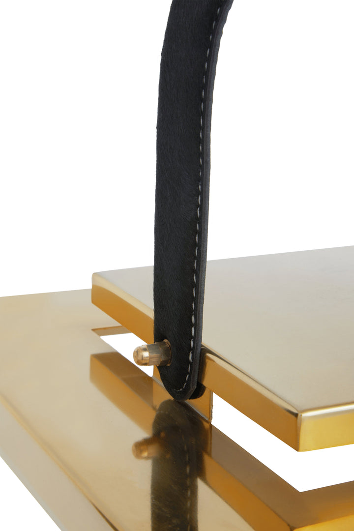 Herber Small Gold Lantern with Leather Handle