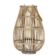Medium Ellipse Wicker Lantern with Glass Candle Holder