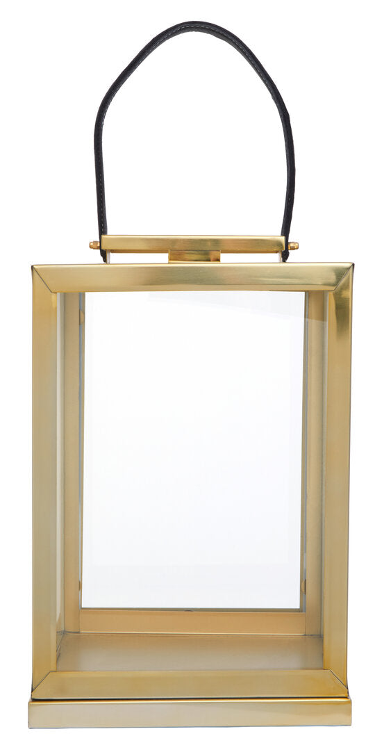 Seaville Steel Lantern – Gold with Hair-on-Leather Handle (Small)