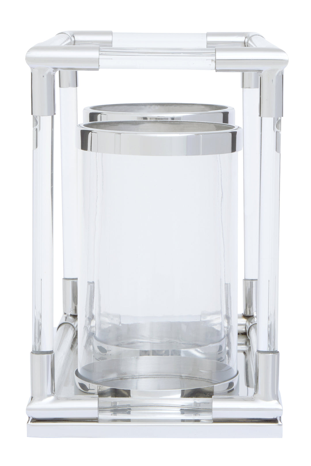 Lucita Silver & Acrylic Twin Candle Holder