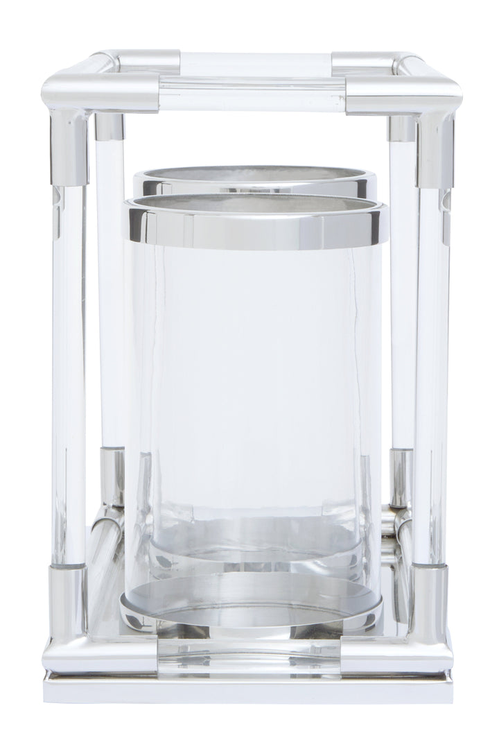 Lucita Silver & Acrylic Twin Candle Holder