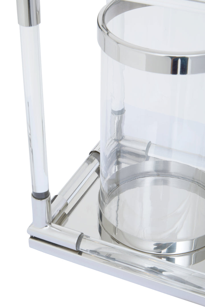 Lucita Silver & Acrylic Twin Candle Holder