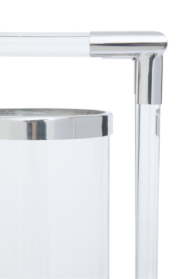 Aegean Double Candle Holder – Silver Steel & Acrylic
