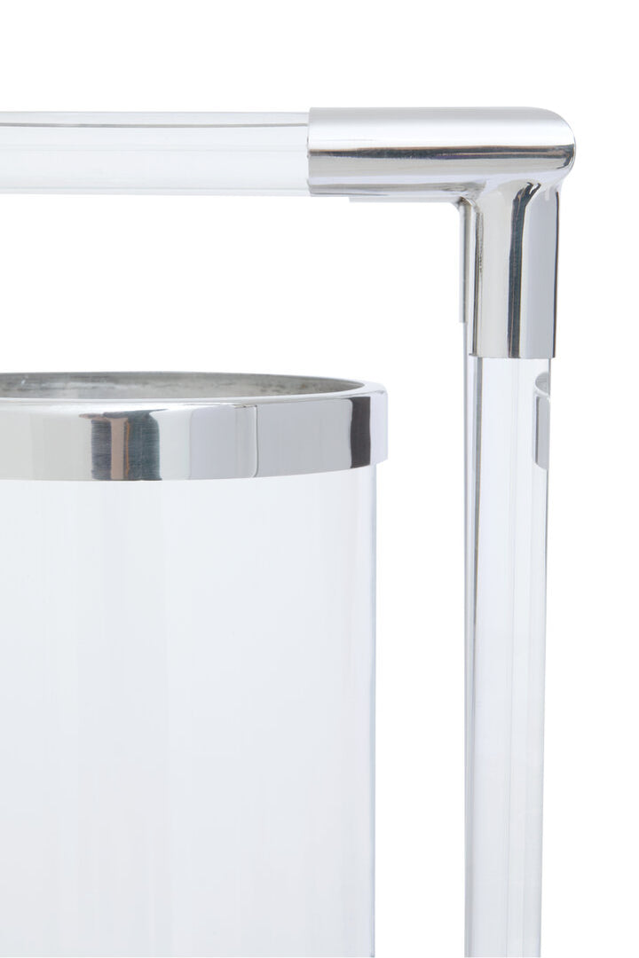 Aegean Double Candle Holder – Silver Steel & Acrylic