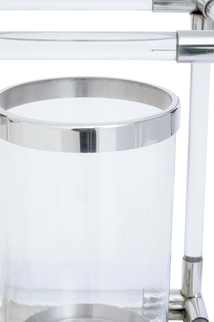 Aegean Double Candle Holder – Silver Steel & Acrylic