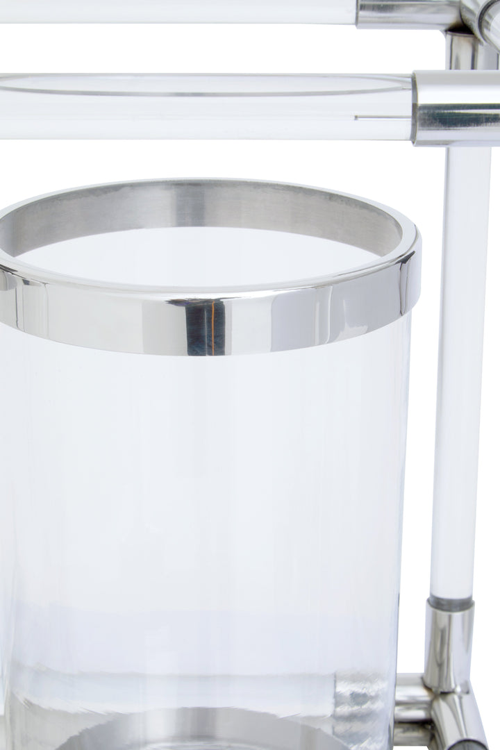 Lucita Silver & Acrylic Twin Candle Holder