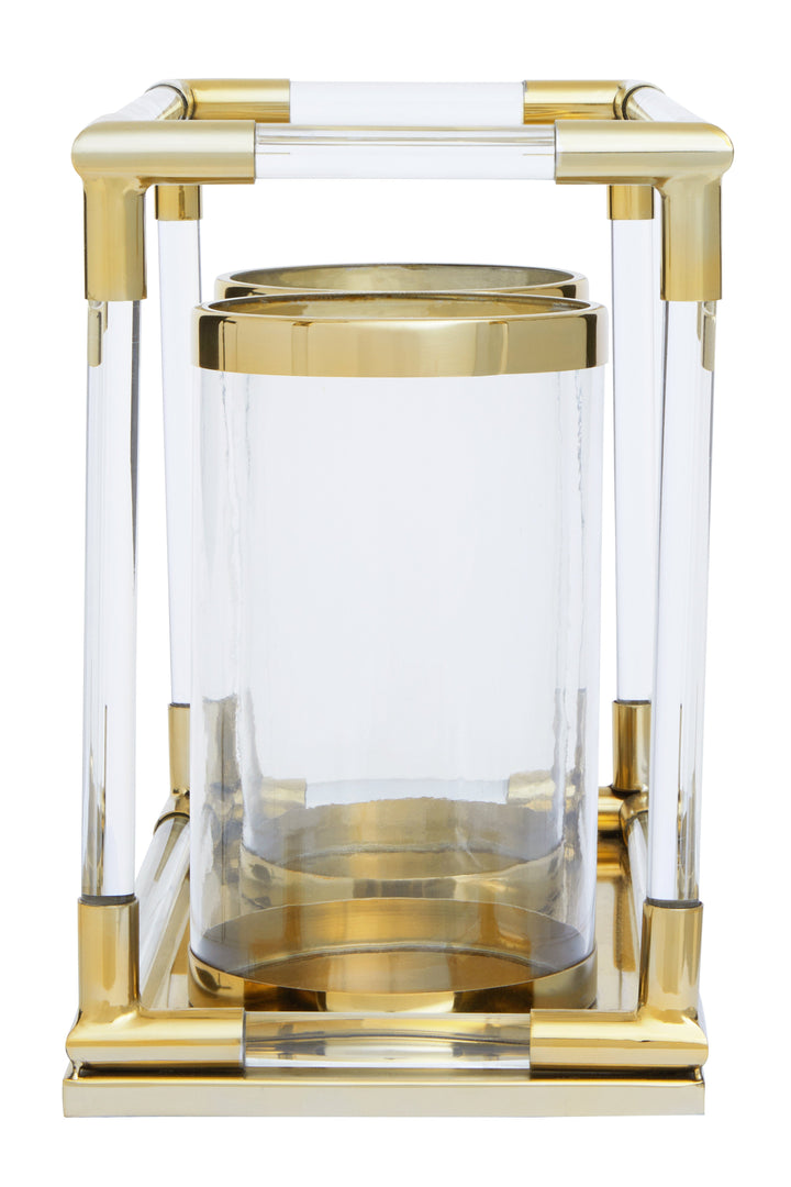 Lucita Gold & Acrylic Twin Candle Holder