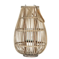 Medium Ellipse Wicker Lantern with Glass Candle Holder