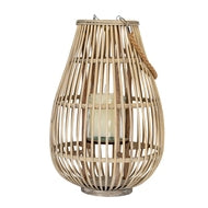 Large Ellipse Wicker Lantern with Glass Candle Holder