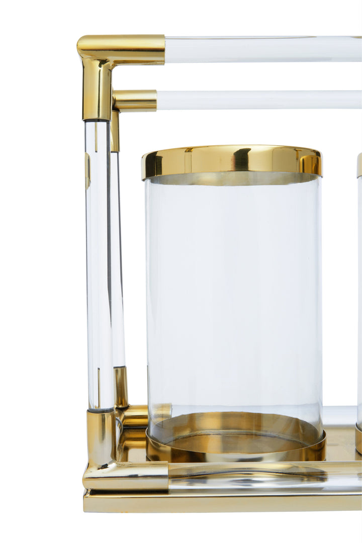 Lucita Gold & Acrylic Twin Candle Holder