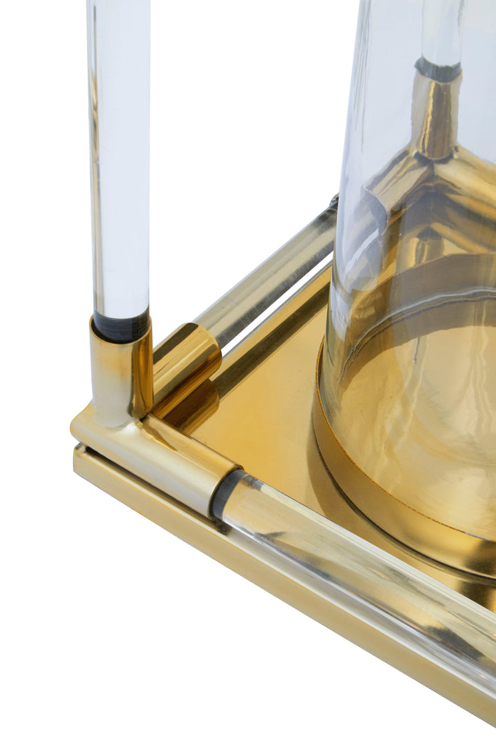 Lucita Gold & Acrylic Twin Candle Holder