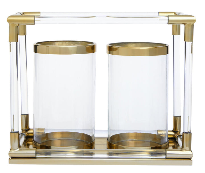 Aegean Double Candle Holder – Gold Finish & Acrylic