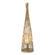 Large Conical Wicker Lantern with Glass Holder & LED Lights