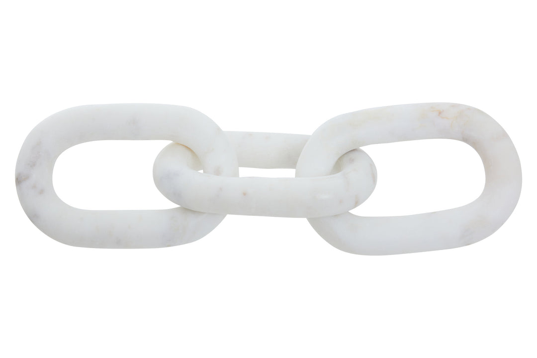 Three Sculpture White Link Marble Chain Cove