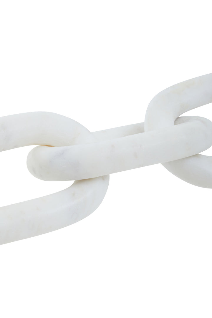 Three Sculpture White Link Marble Chain Cove