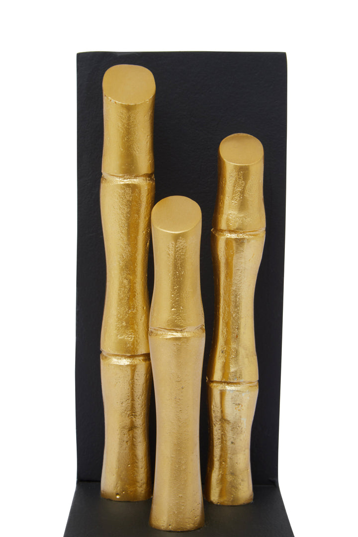 Hiba Gold Bamboo Effect Bookends – Set of 2