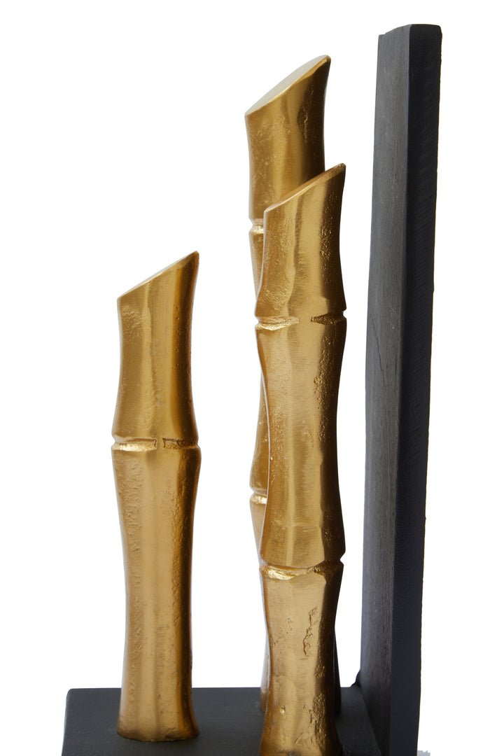 Hiba Gold Bamboo Effect Bookends – Set of 2