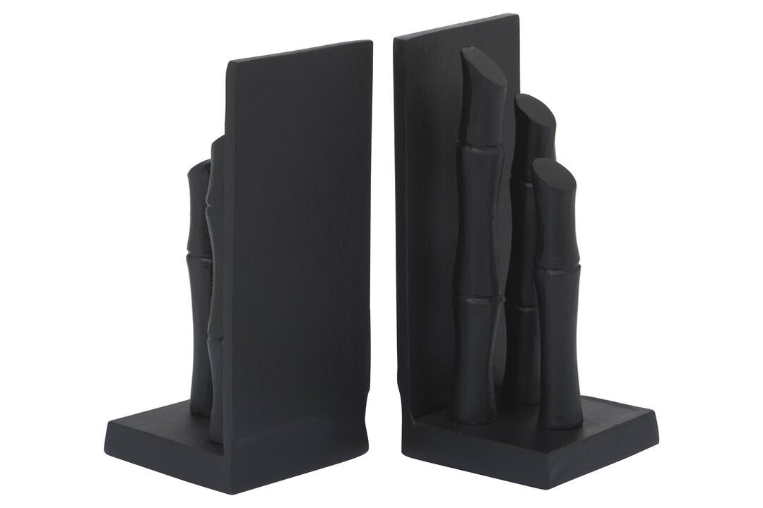 Alderbrook Bamboo Effect Bookends – Black Finish (Set of 2)
