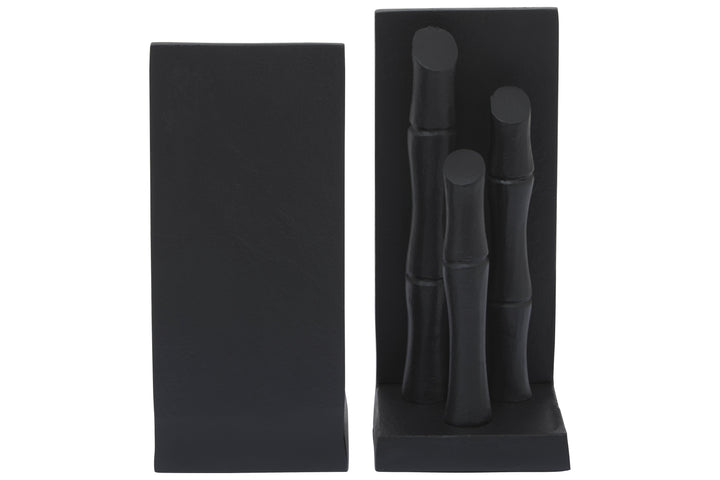 Hiba Black Bamboo Effect Bookends – Set of 2