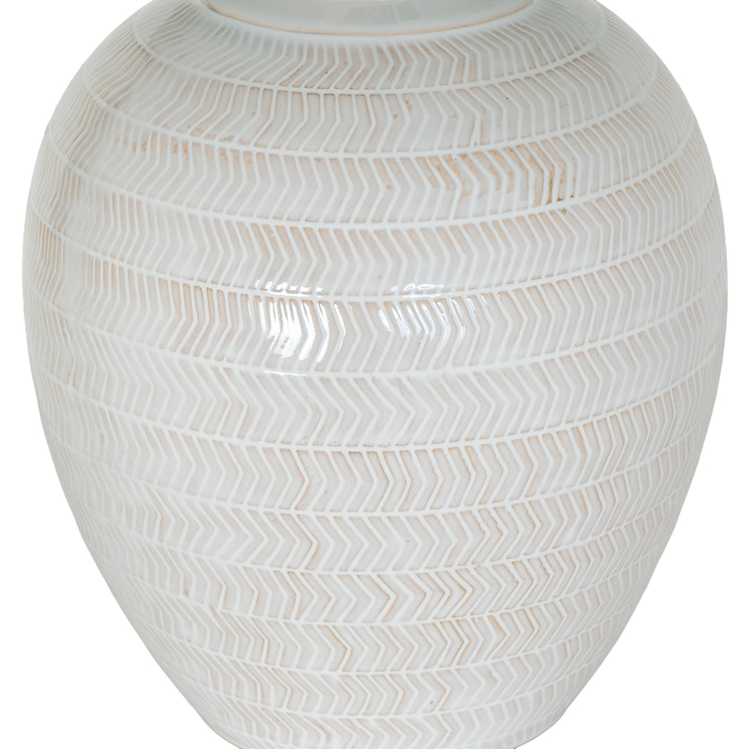 Modern Pattern, Soft Light: Chevron Ceramic Lamp & Linen Shade