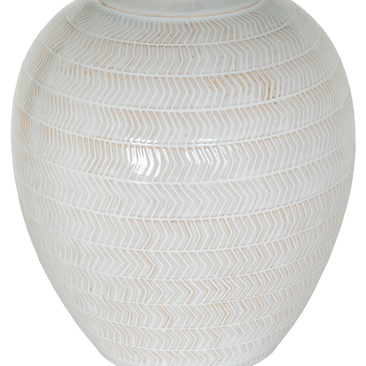 Modern Pattern, Soft Light: Chevron Ceramic Lamp & Linen Shade