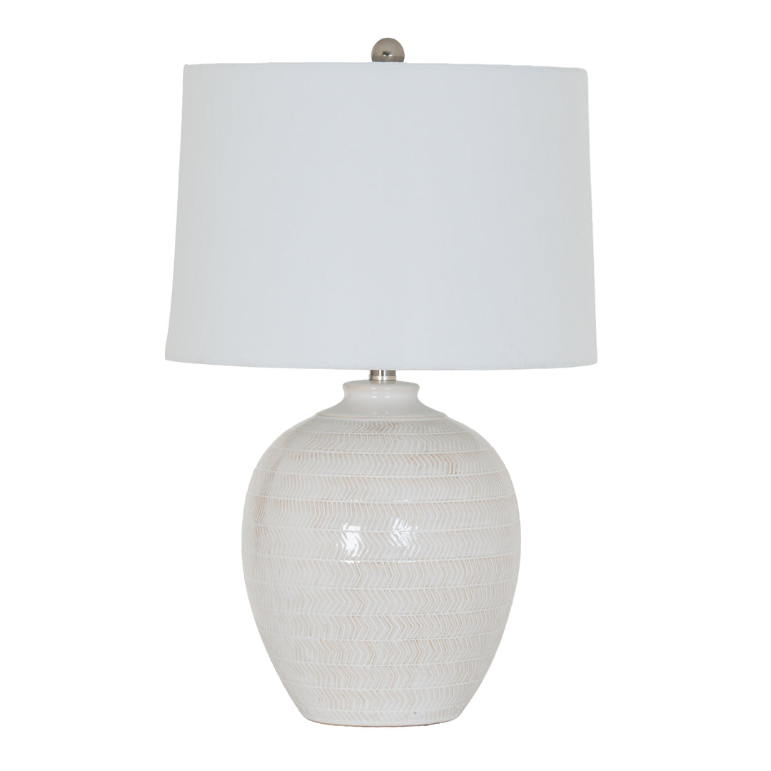 Modern Pattern, Soft Light: Chevron Ceramic Lamp & Linen Shade