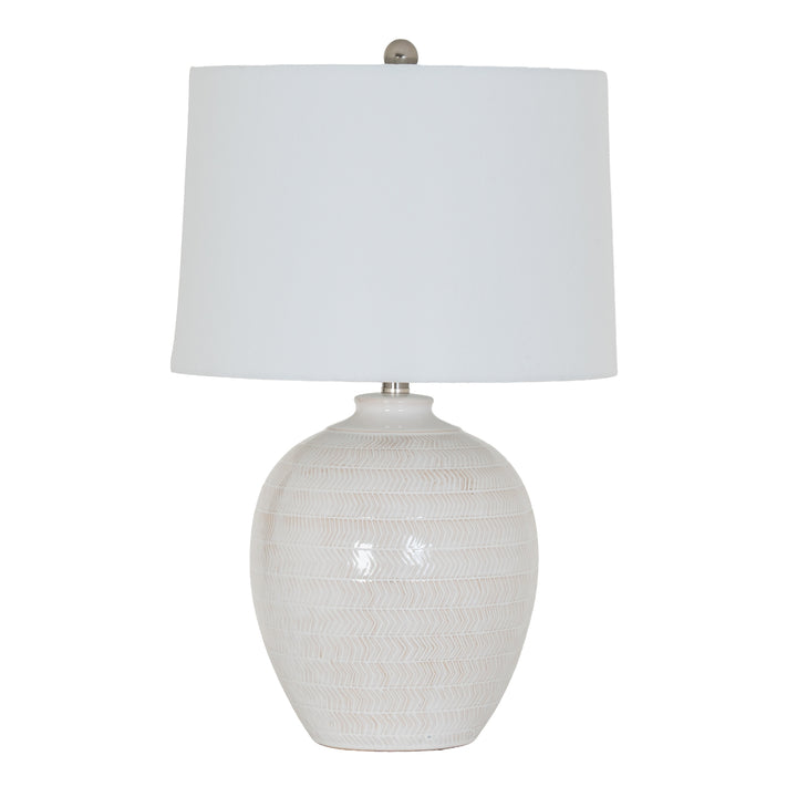 Modern Pattern, Soft Light: Chevron Ceramic Lamp & Linen Shade