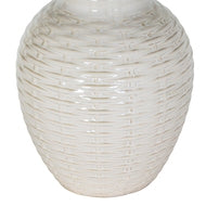 Basketweave Ceramic Table Lamp with Linen Shade