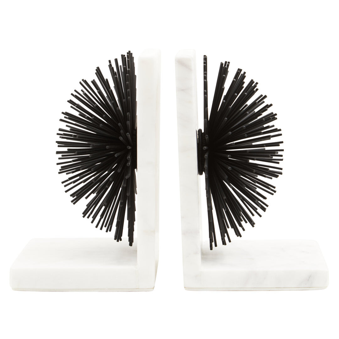 Breeze Set of Two Black Finish Starburst Bookends