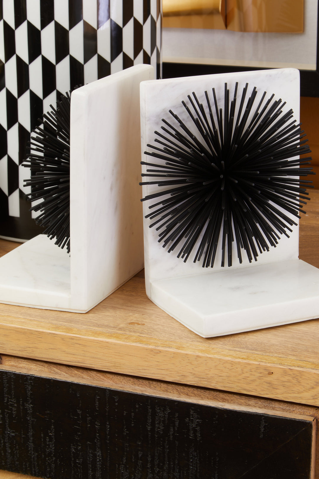 Mirano Black Starburst Bookends – Set of 2