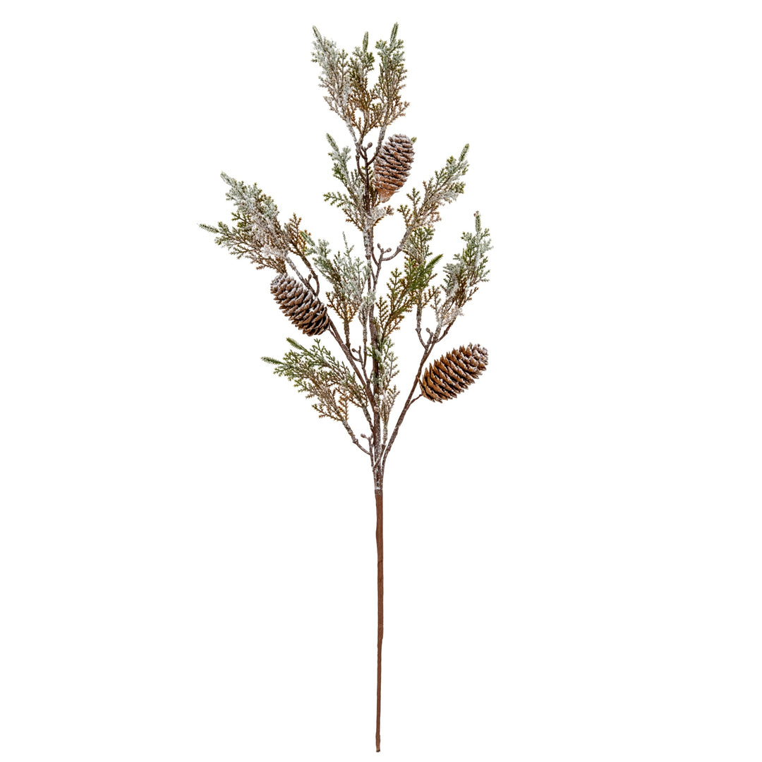 Medium-Frosted-Cypress-Fir-Branch-Spray-With-Pinecones