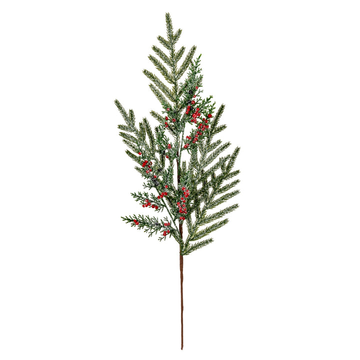 Frosted-Pine-Branch-Spray-With-Winter-Berries