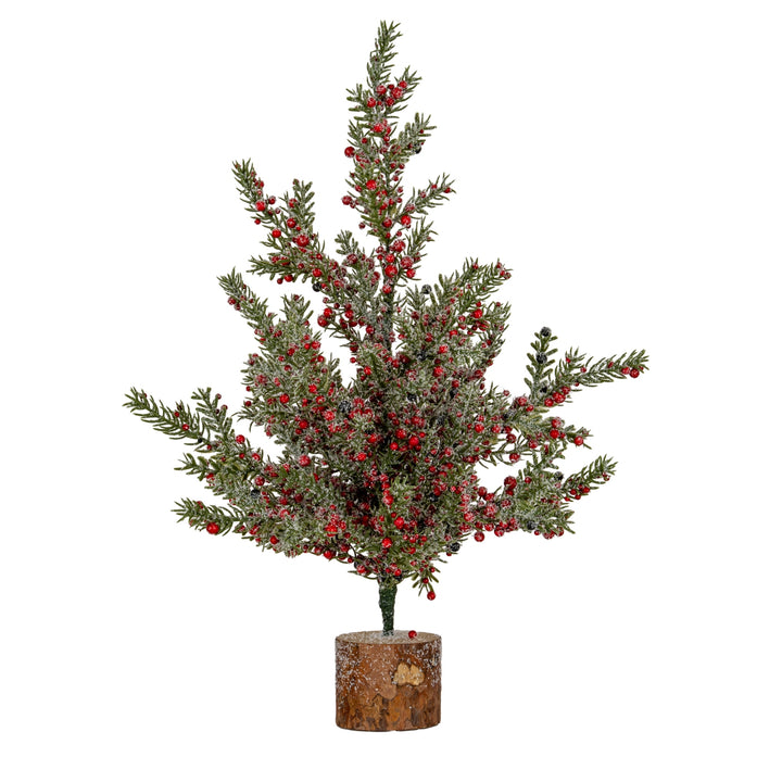 Large-Frosted-Winter-Berry-Tree-On-Wooden-Block