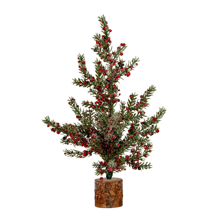 Medium-Frosted-Winter-Berry-Tree-On-Wooden-Block