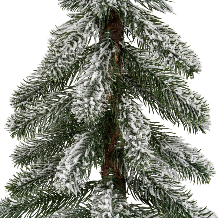 Medium-Snowy-Pine-Tree-On-Wooden-Stand