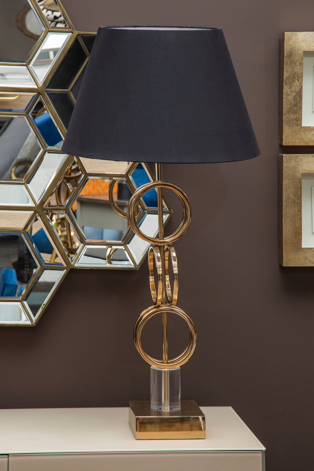 Skye Gold Table Lamp with Dual Ring Base
