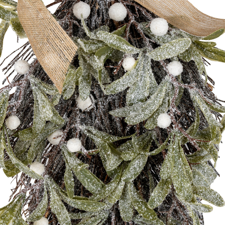Frosted-Mistletoe-And-Pine-Swag-With-Ribbon