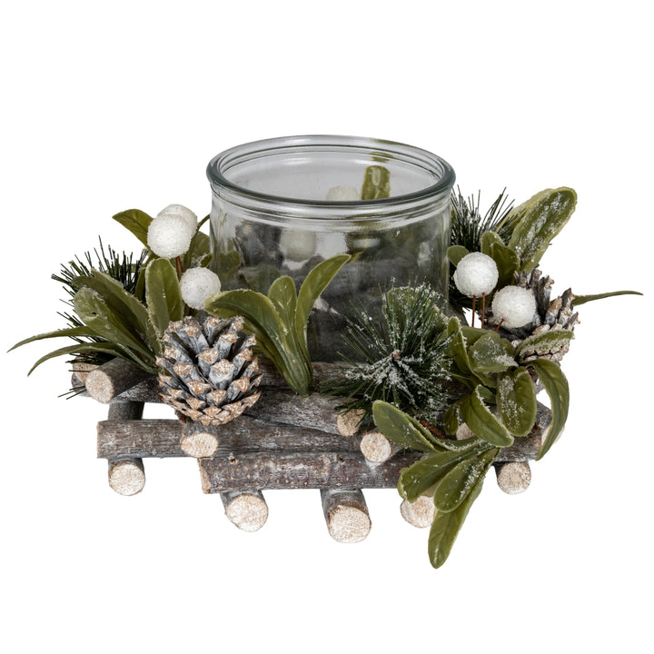 Frosted-Mistletoe-And-Pine-Candle-Wreath