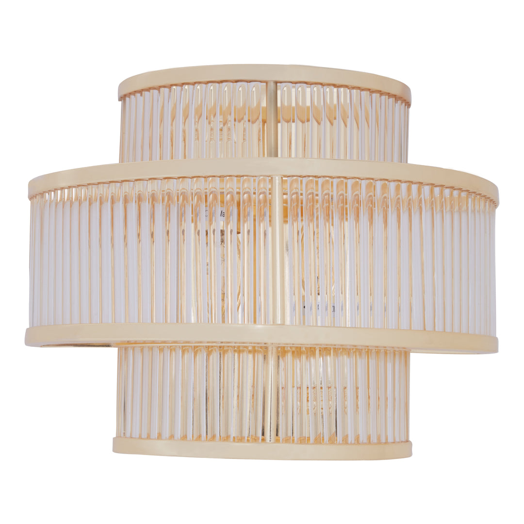 Salasco Three-Tier Glass Wall Light with Warm Metallic Frame