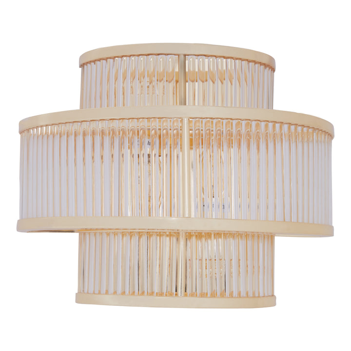 Salasco Three-Tier Glass Wall Light with Warm Metallic Frame