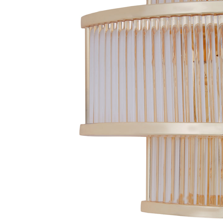 Salasco Three-Tier Glass Wall Light with Warm Metallic Frame