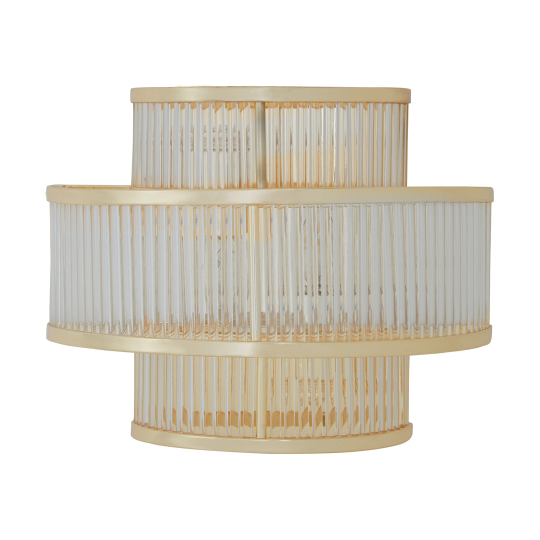 Salasco Three-Tier Glass Wall Light with Warm Metallic Frame