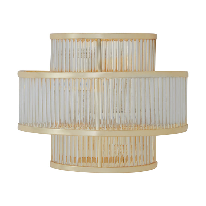 Salasco Three-Tier Glass Wall Light with Warm Metallic Frame