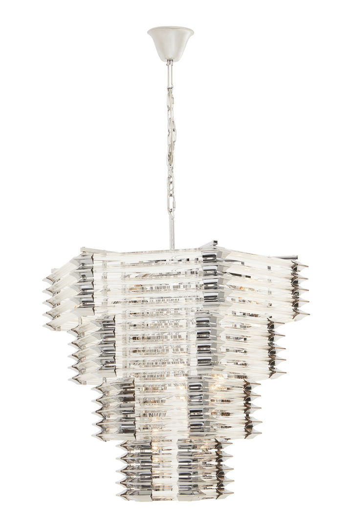 Karli Glass And Chrome Finish Prism Light With Fifteen Bulbs