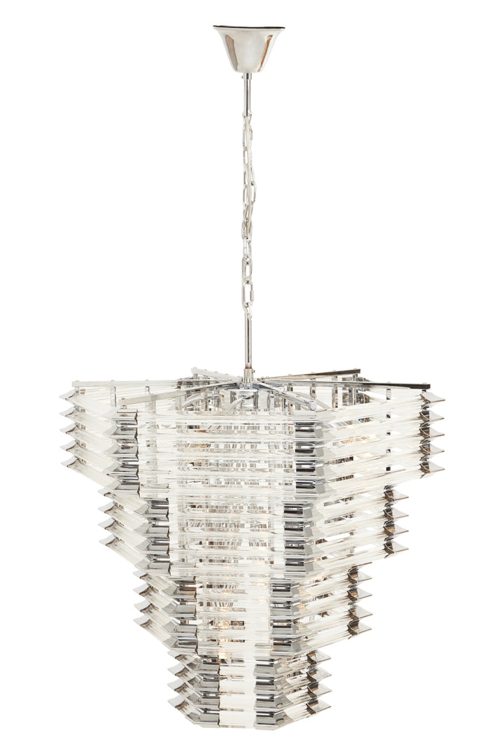 Karli Glass And Chrome Finish Prism Light With Fifteen Bulbs